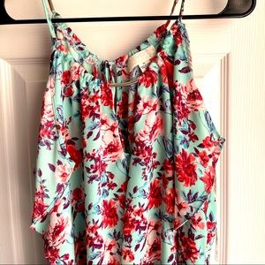 XL mint green color floral print tank top